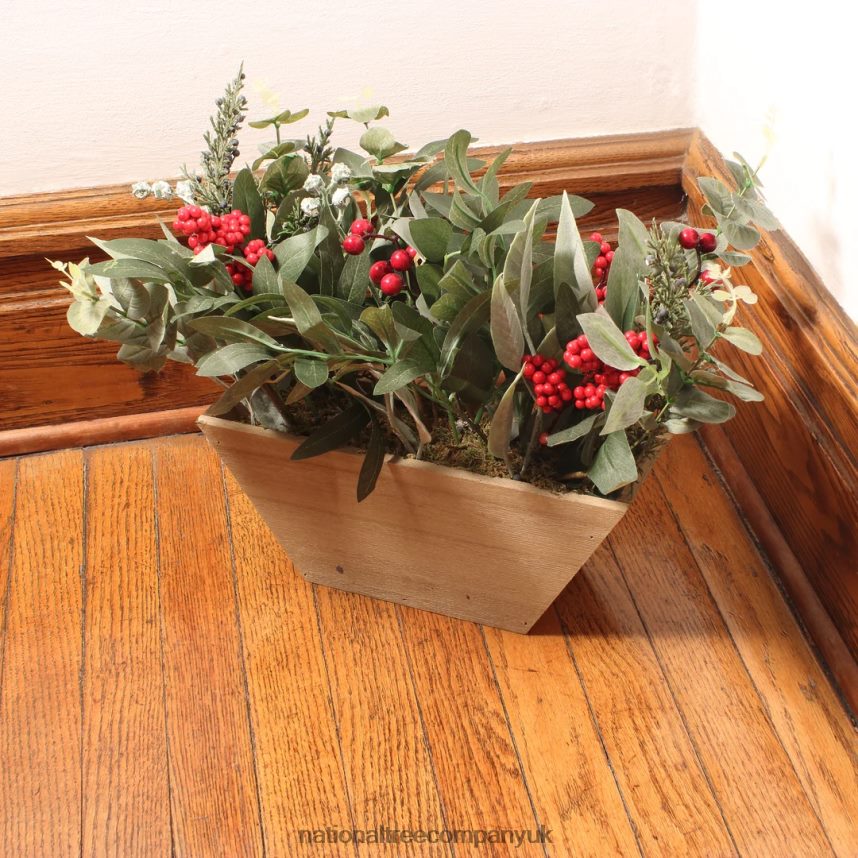Greenery | National Tree Company Christmas Eucalyptus and Berry Arrangement with Wood Box Base 22 in F2L4F489